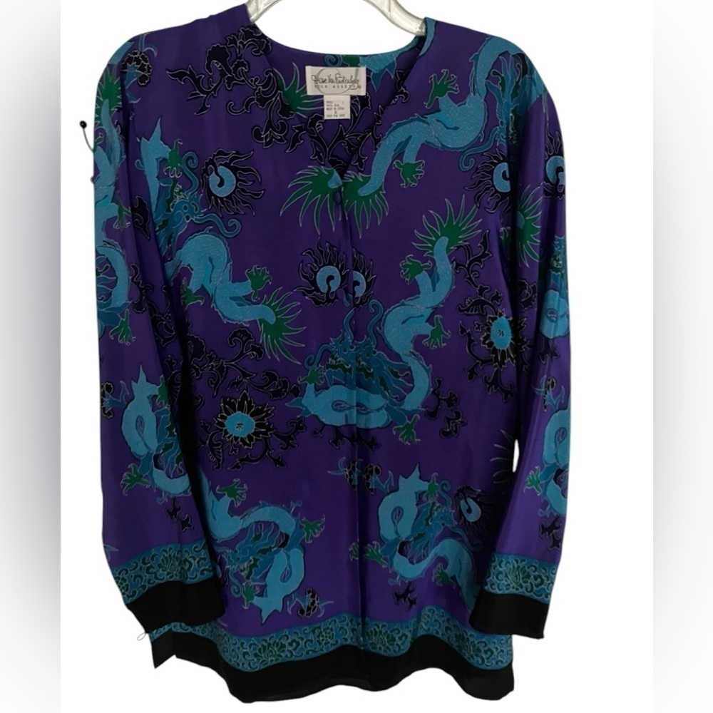 SILK Diane Von Furstenberg Watercolor‎ Art To Wear Relaxed Tunic Blouse Small - Picture 2 of 11